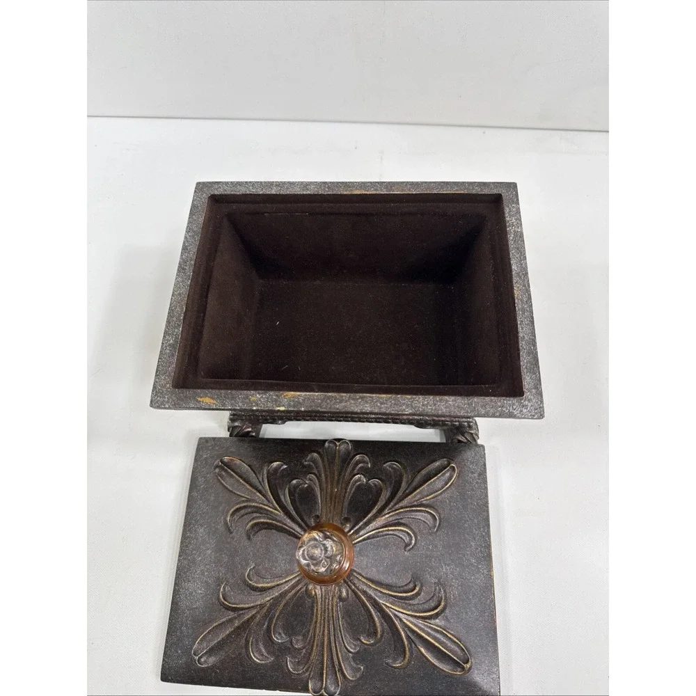 Jewelry‎ Box W/Lid Bronze Finish Polymer, Candy Dish, Multi Use.